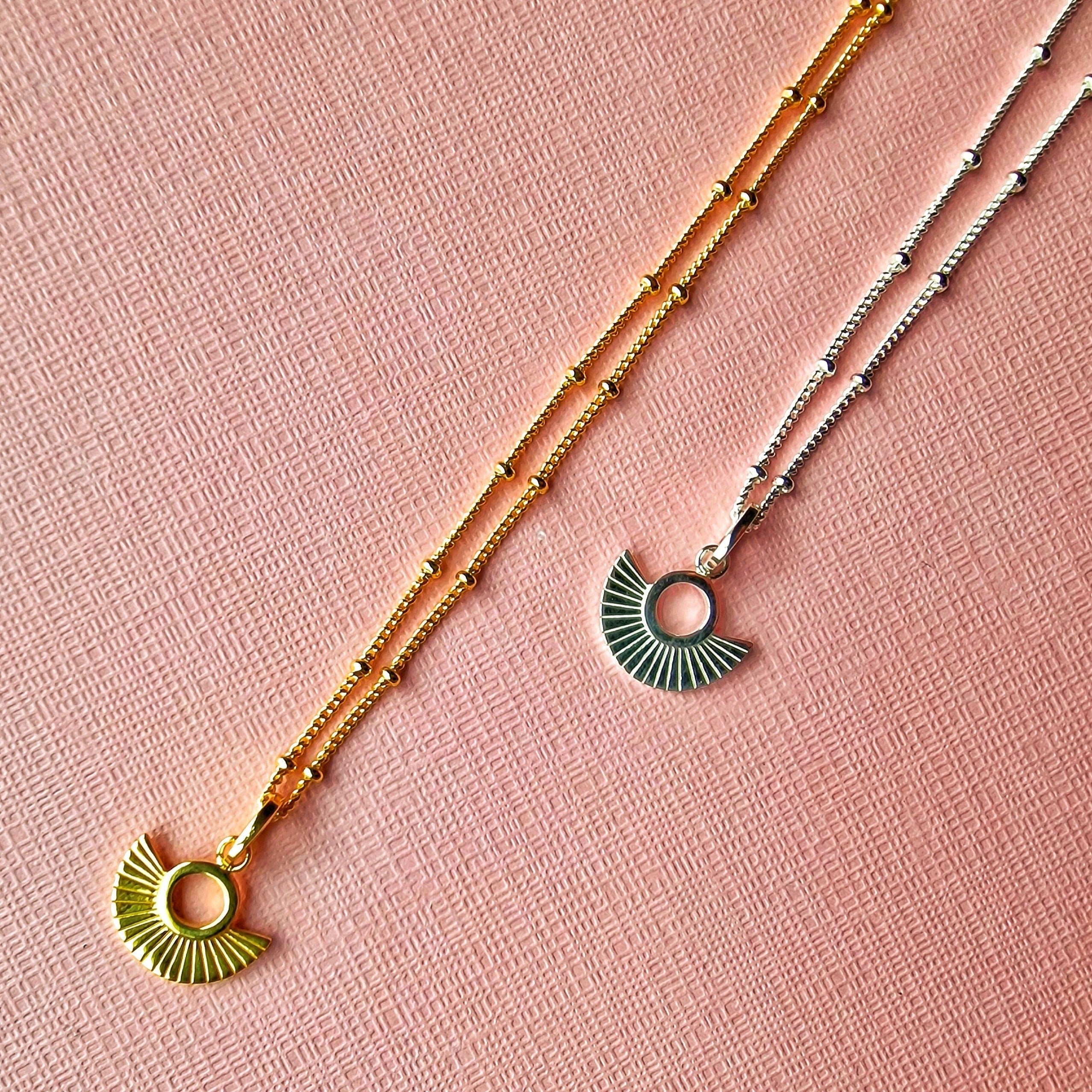 Art Deco Fan Gold Satellite Chain Necklace