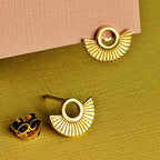 Art Deco Fan Gold Stud Earrings