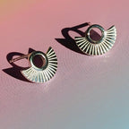 Art Deco Fan Sterling Silver Stud Earrings