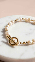 Fresh Water Pearl Gold Plated Toggle Bracelet