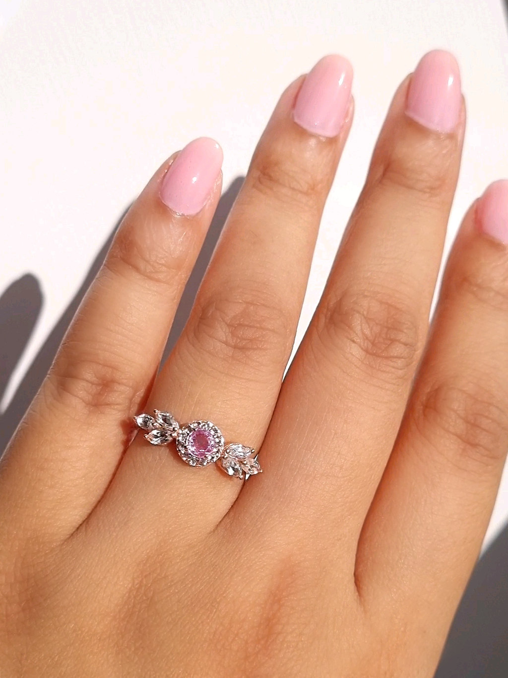 Aurelia Pink Sapphire Ring in 18k Rose Gold Vermeil