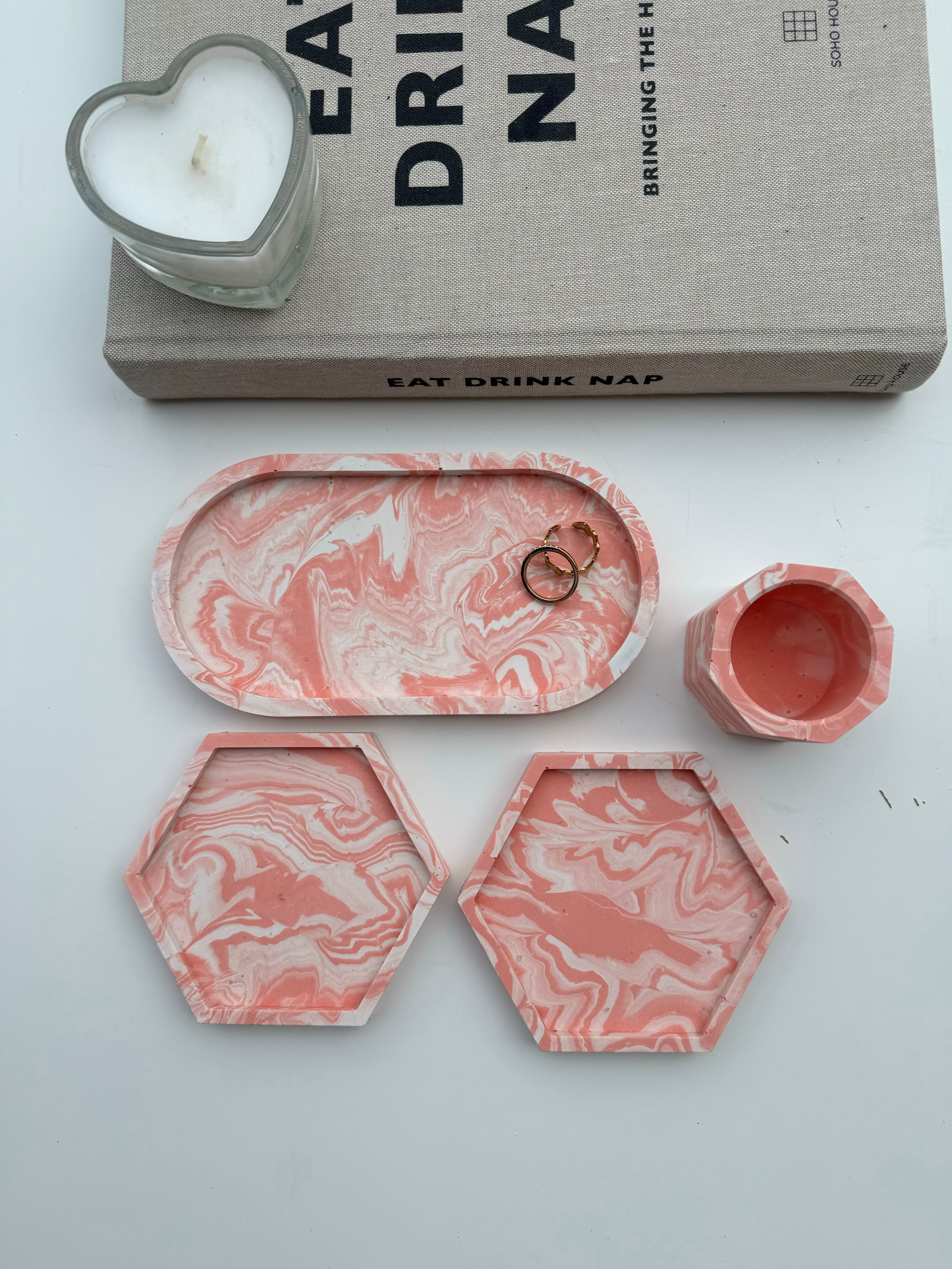 4 Piece Trinket Set - Marble