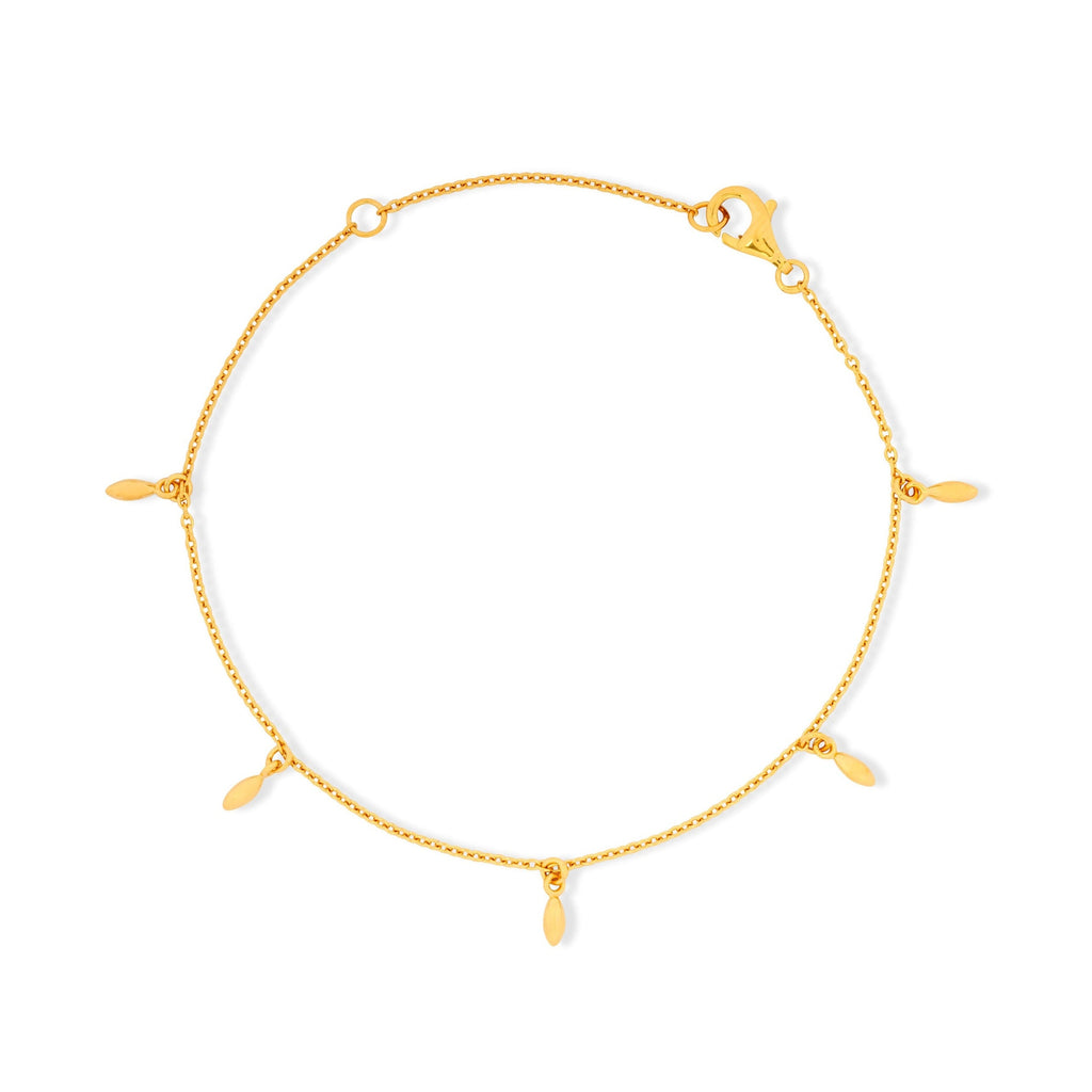 Rice Grain Chain Yellow Gold Charm Bracelet
