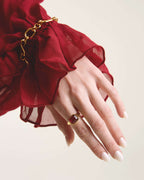 Square Cocktail Ring: Burgundy