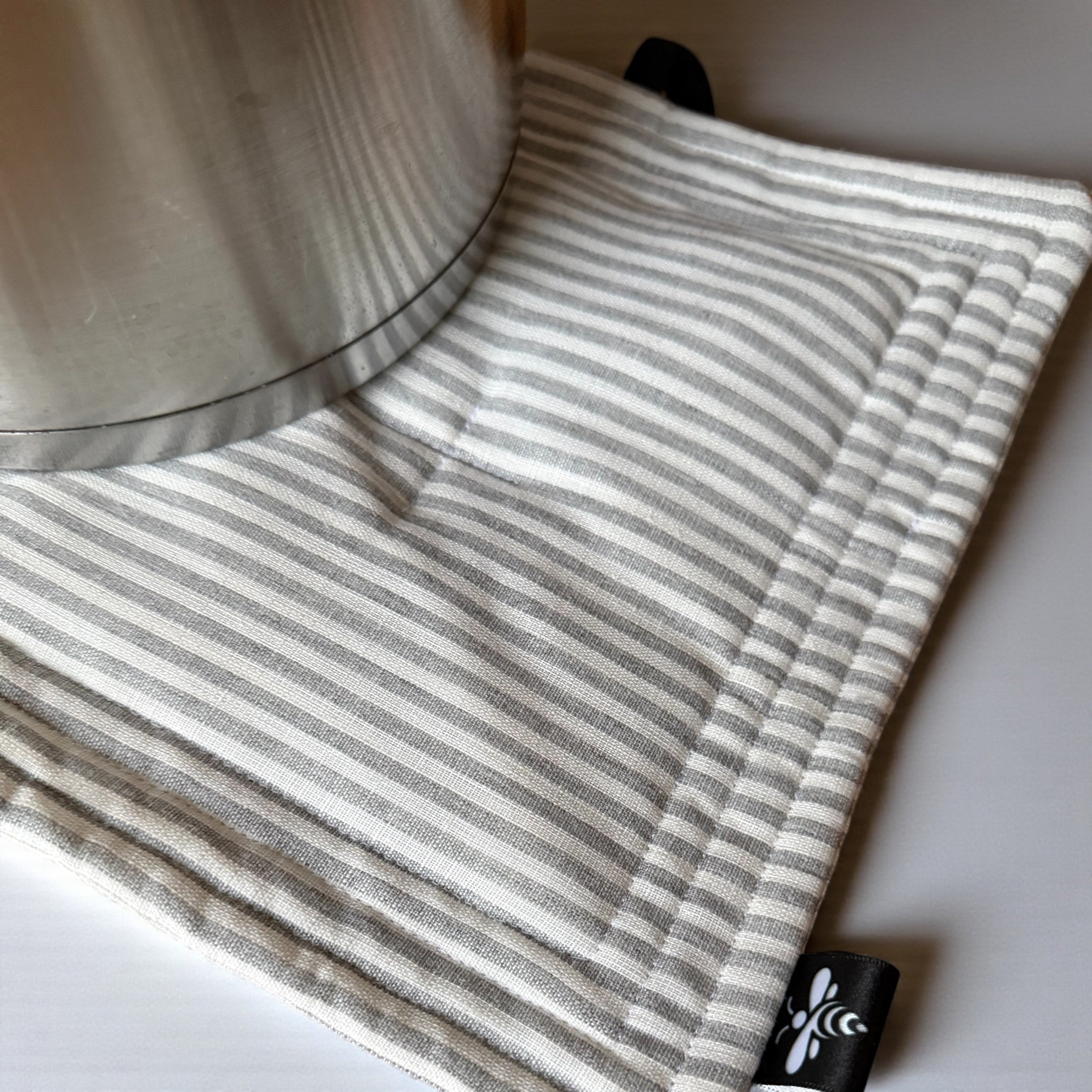 Linen Grey Striped Pot Holder