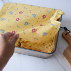 Ditsy Floral Yellow (Large 14” x 11”) Reusable self sticking Beeswax food Wraps.