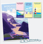Cornwall Travel Poster – Bedruthan Steps Seaside Art Print by BeckyBettesworth (bedruthan-steps)