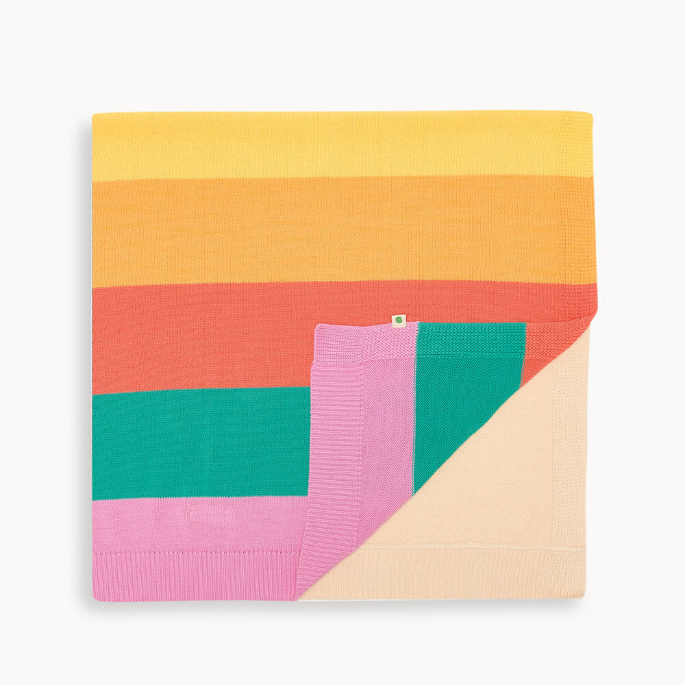 Personalised Baby Blanket Pink Rainbow Stripe - Bobby