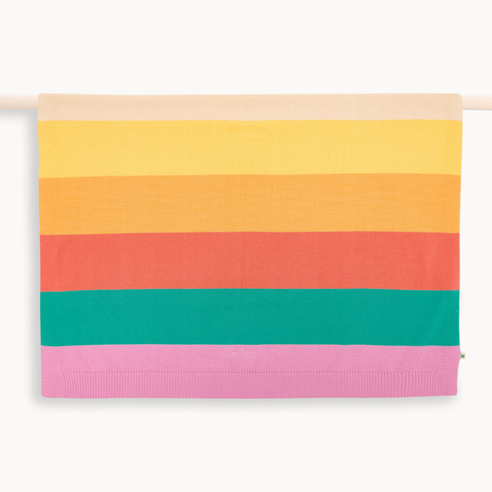 Personalised Baby Blanket Pink Rainbow Stripe - Bobby