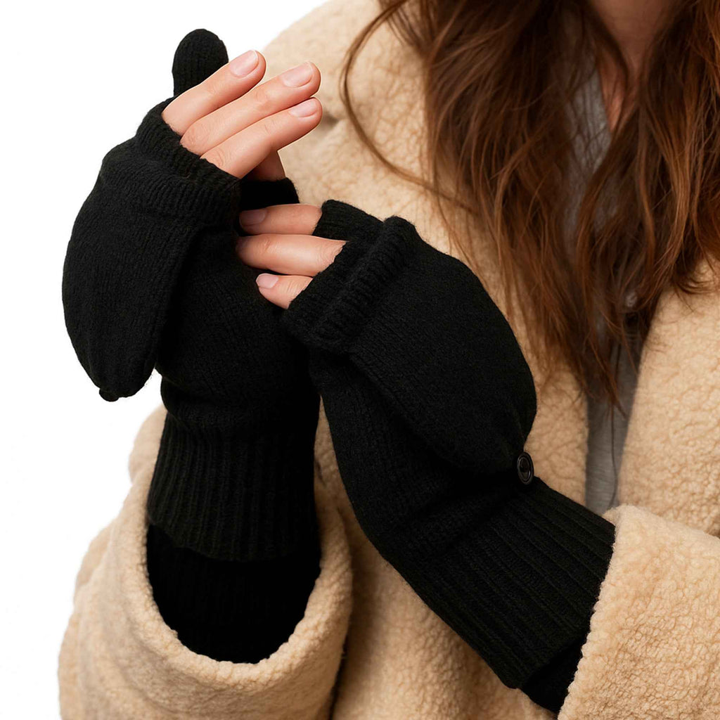 Ladies Mens Thermal Converter Mittens Gloves with Fingerless Option