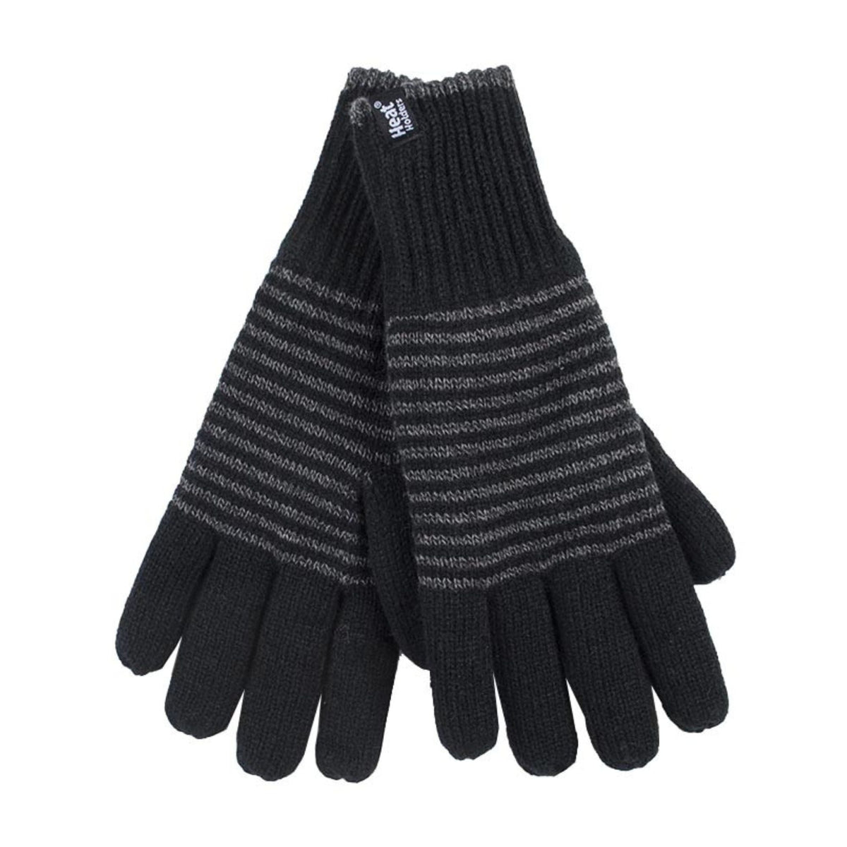 Mens Striped Patterned Fleece Lined Thermal Gloves for Winter