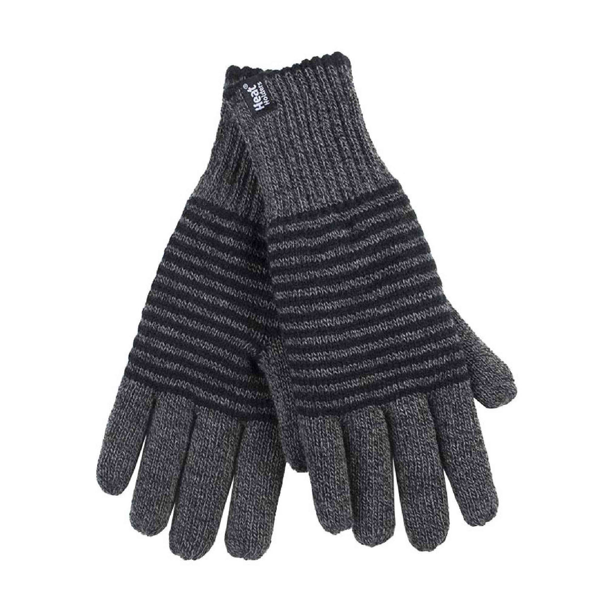 Mens Striped Patterned Fleece Lined Thermal Gloves for Winter