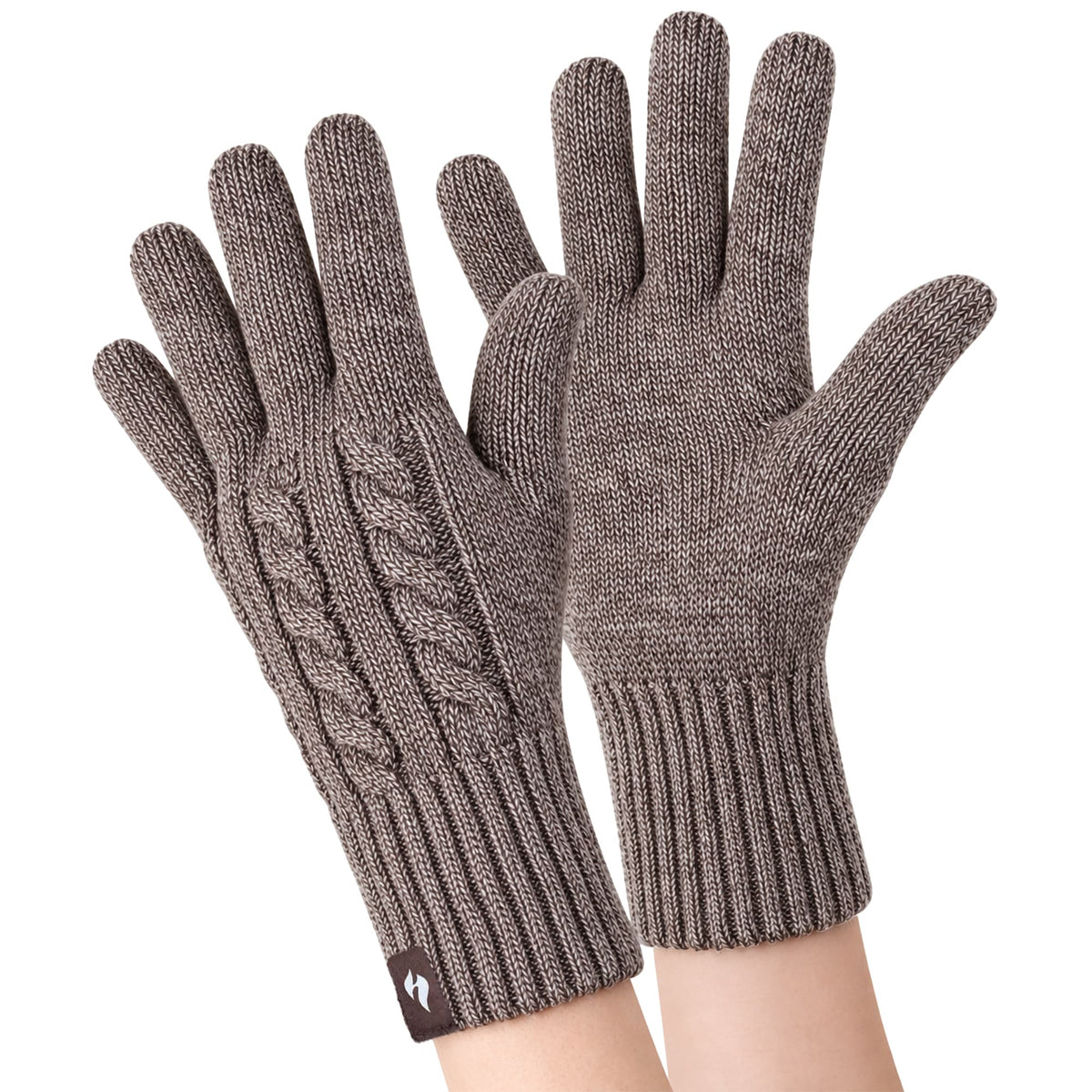 Ladies Cable Knit 2.3 Tog Fleece Lined Thermal Winter Gloves