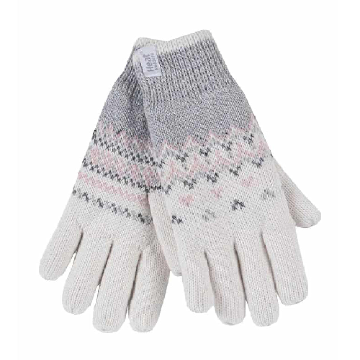 Ladies Fairisle Fleece Lined Knitted Warm Winter Thermal Gloves