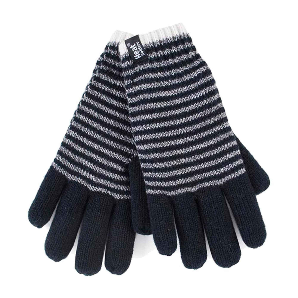 Ladies Striped Fleece Lined Knitted Warm Thermal Winter Gloves