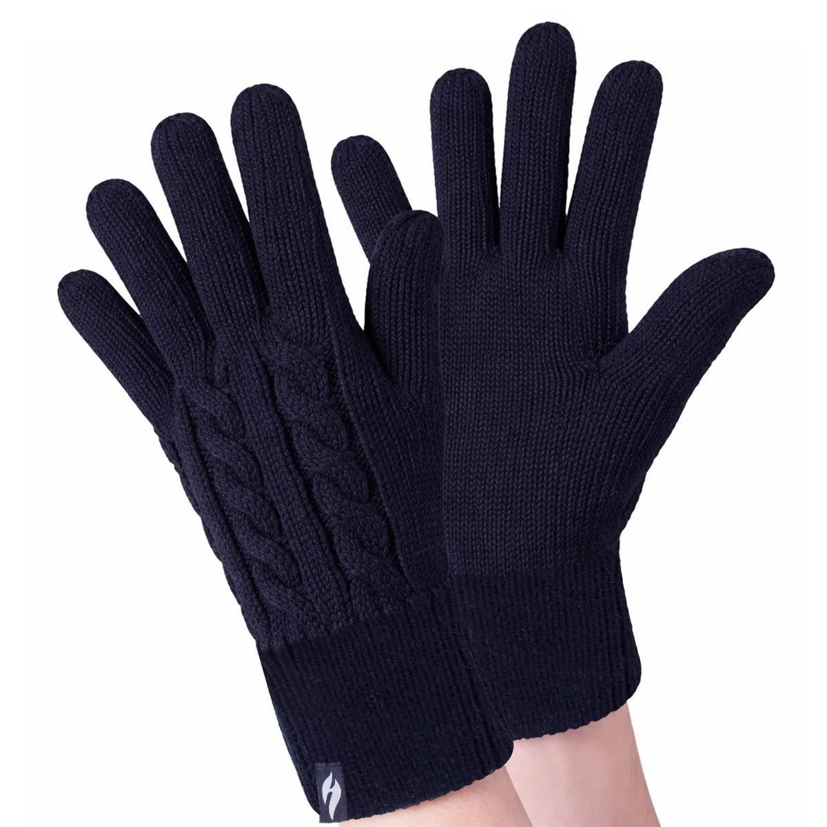Ladies Cable Knit 2.3 Tog Fleece Lined Thermal Winter Gloves