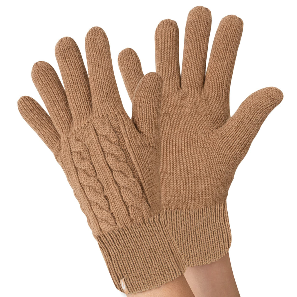 Ladies Cable Knit 2.3 Tog Fleece Lined Thermal Winter Gloves