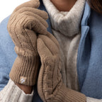Ladies Cable Knit 2.3 Tog Fleece Lined Thermal Winter Gloves