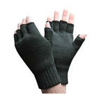 Mens Warm 3.2 TOG Fleece Lined Winter Thermal Fingerless Gloves in Khaki & Navy