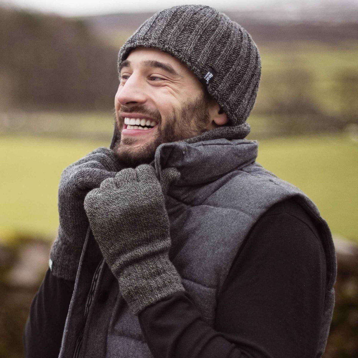 Mens 3.4 TOG Soft Fleece Lined Ribbed Knitted Thermal Winter Hat