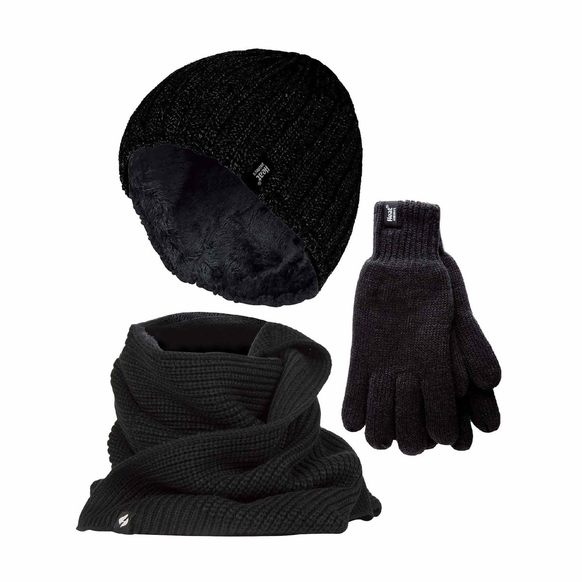 Mens Knitted Beanie Hat Scarf Gloves Set for Cold Weather