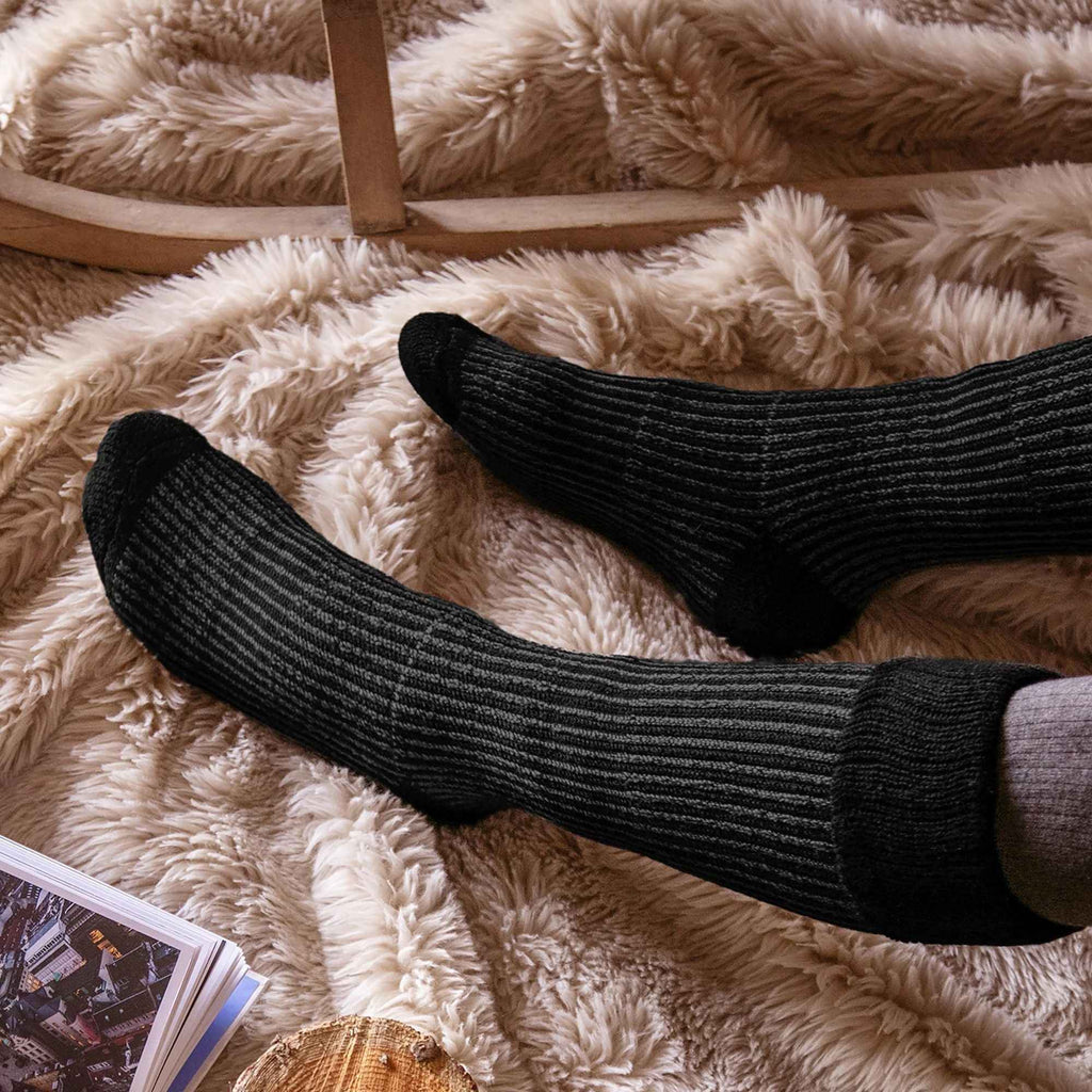 Mens Thick Winter Warm Knee High Ribbed Thermal Boot Socks