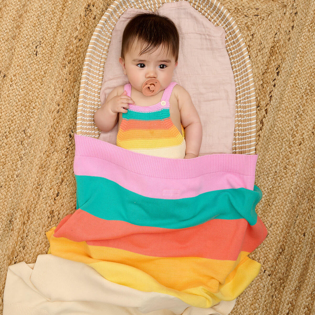 Bobby - Pink Rainbow Stripe Shawl