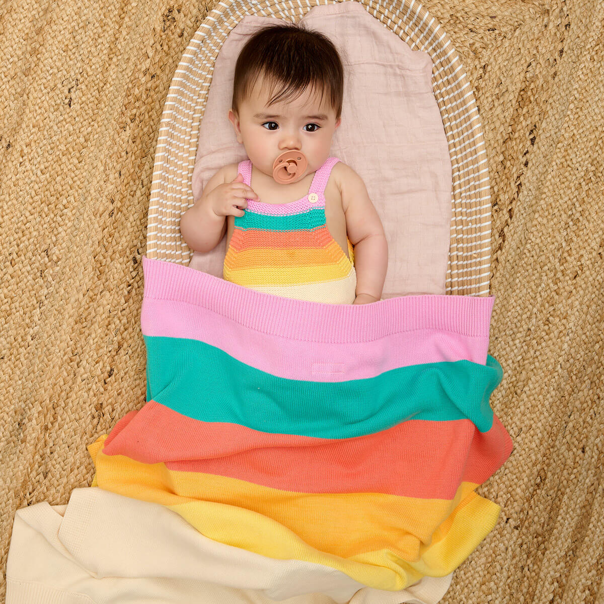 Bobby - Pink Rainbow Stripe Shawl