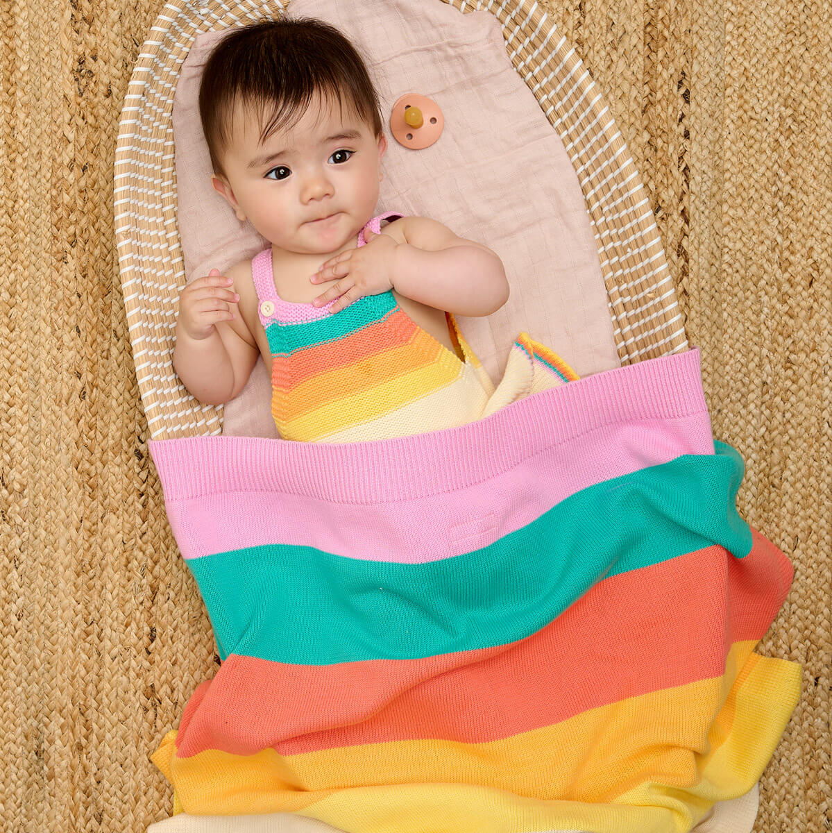 Bobby - Pink Rainbow Stripe Shawl