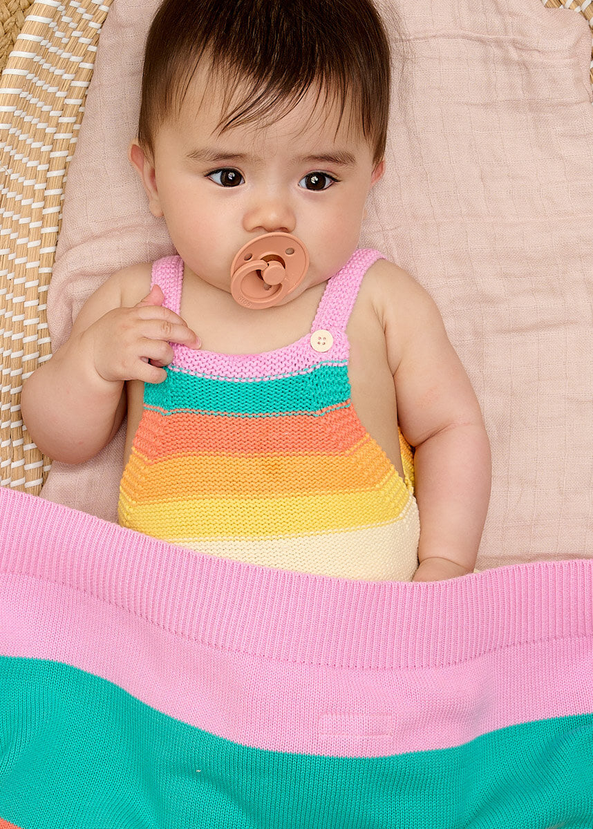 Bobby - Pink Rainbow Stripe Shawl