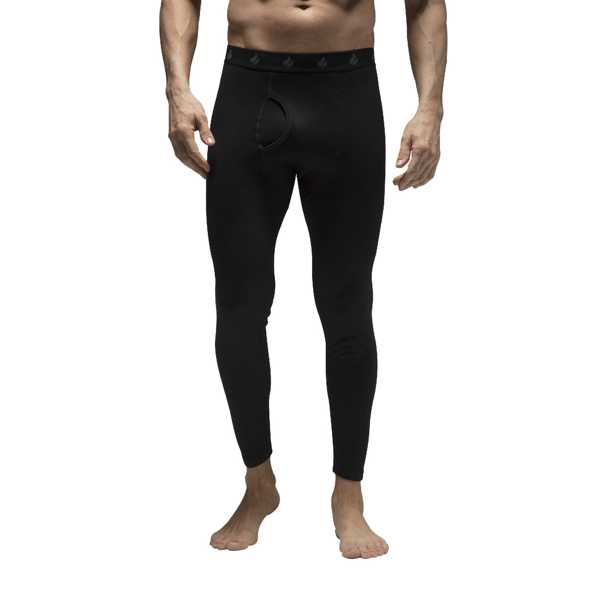 Mens Fleece Lined Base Layer Thermal Long John Bottoms