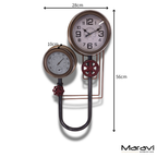 Baded Pipe Industrial Wall Clock and Thermometer