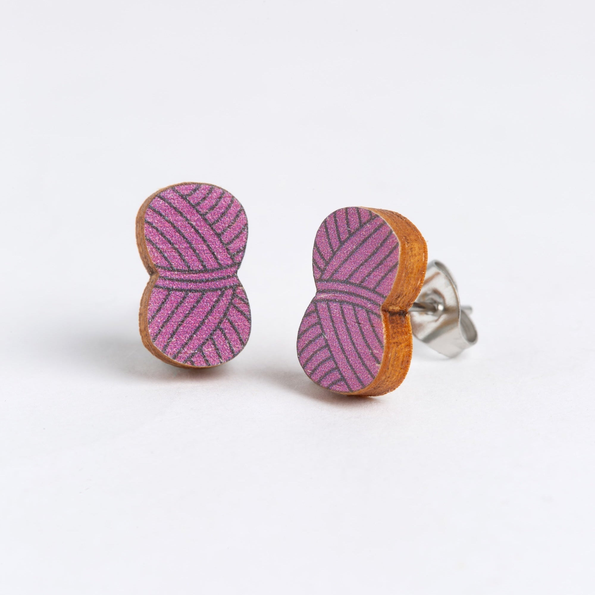 Ball of Yarn Wooden Earrings - Creative Gift