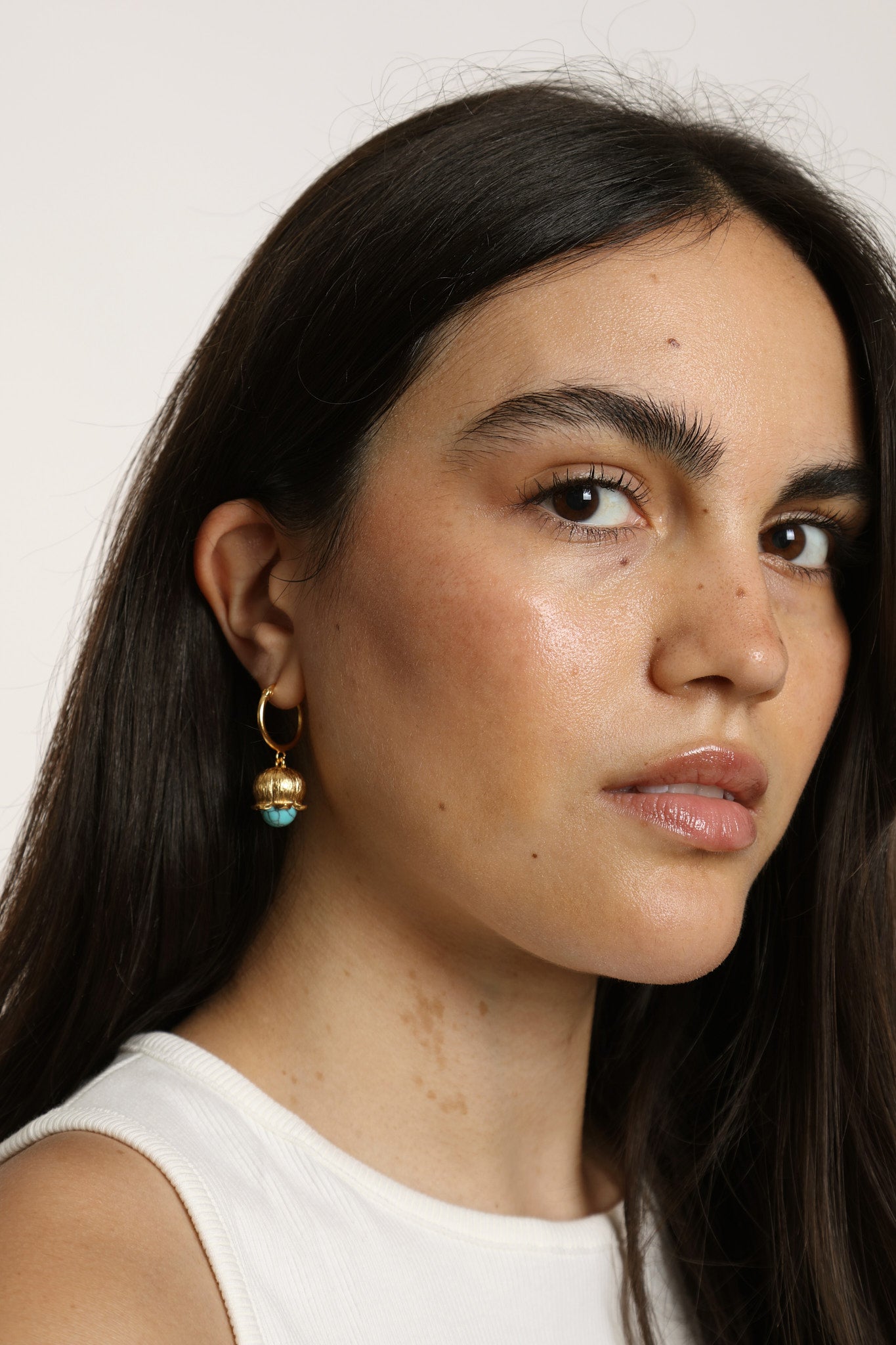 Turquoise Lantern Flower Hoops