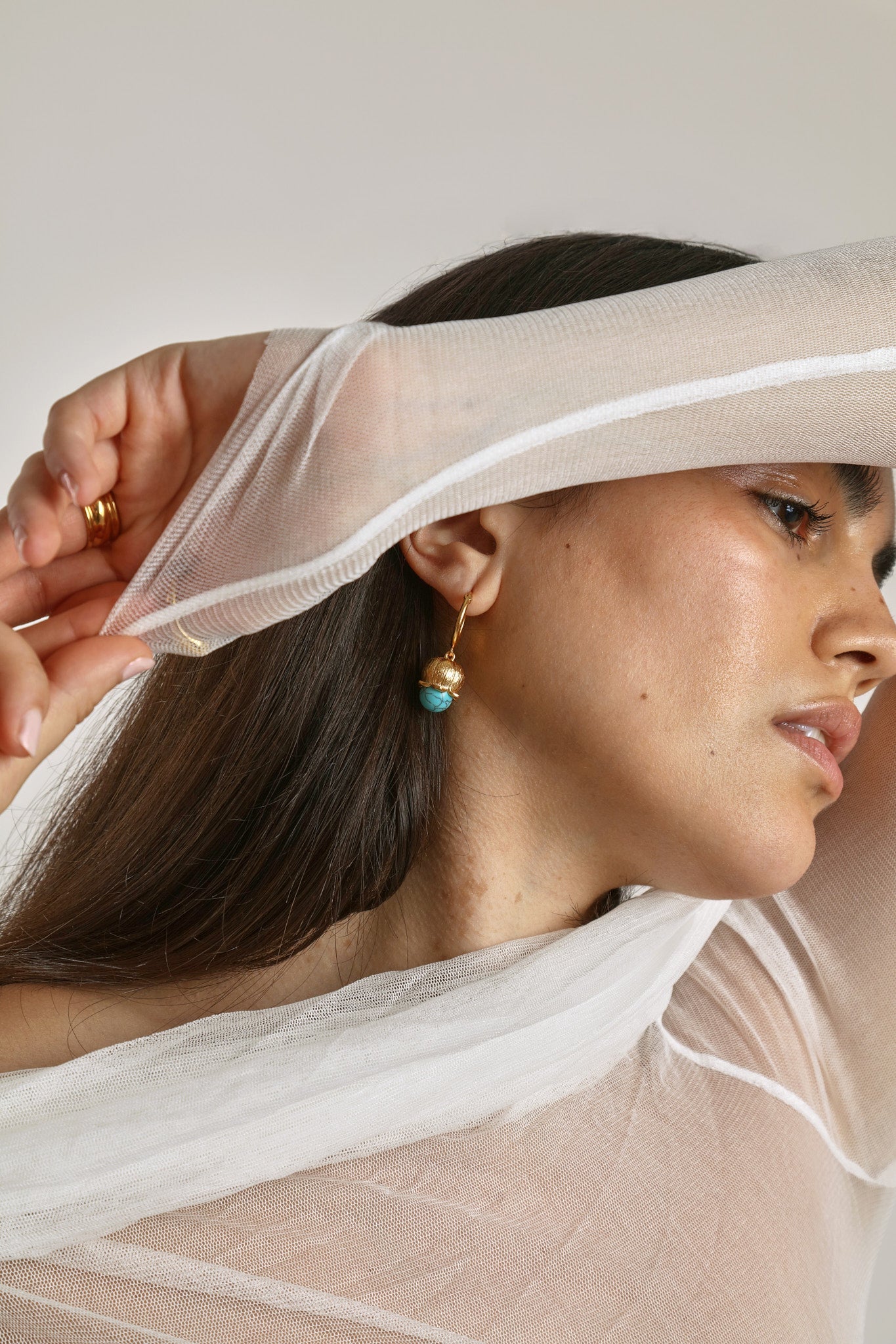 Turquoise Lantern Flower Hoops