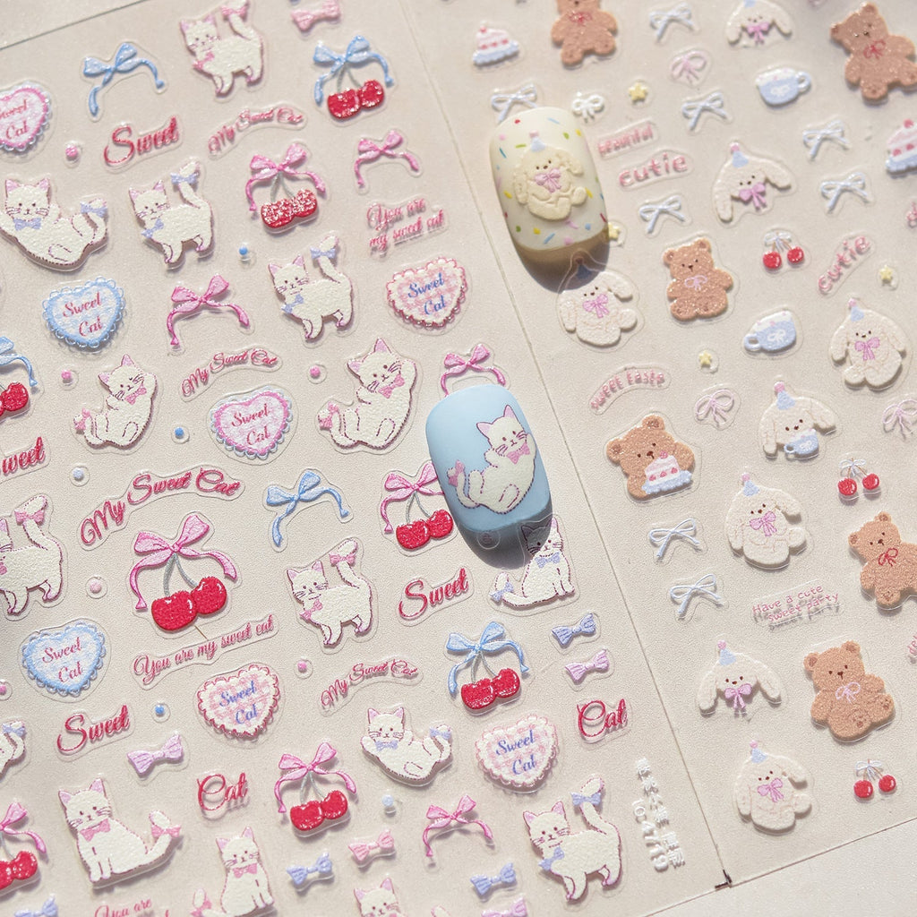 Hello Claws | Kitty And Bear Nail Deco Sticker
