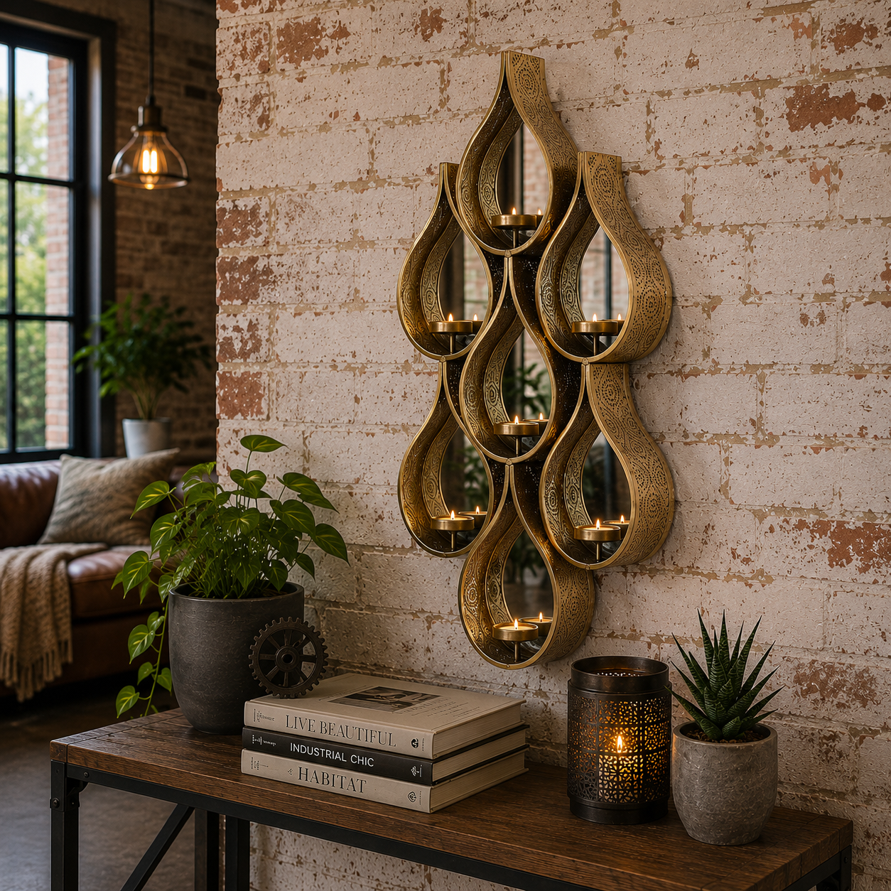 Belluri Raindrop Mirror with Candle Holders