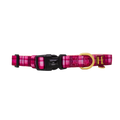 Rose Berry Plaid Dog Collar + Tag Holder