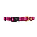 Rose Berry Plaid Dog Collar + Tag Holder
