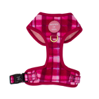 Rose Berry Plaid Dog Collar + Tag Holder