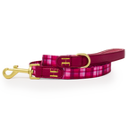 Rose Berry Plaid Dog Collar + Tag Holder