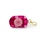 Rose Berry Plaid Dog Collar + Tag Holder