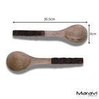 Bhimra Wooden Salad Servers Bark Handle