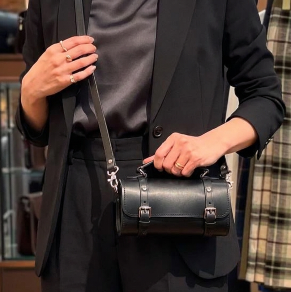 Handmade Leather Bowler Bag - Black
