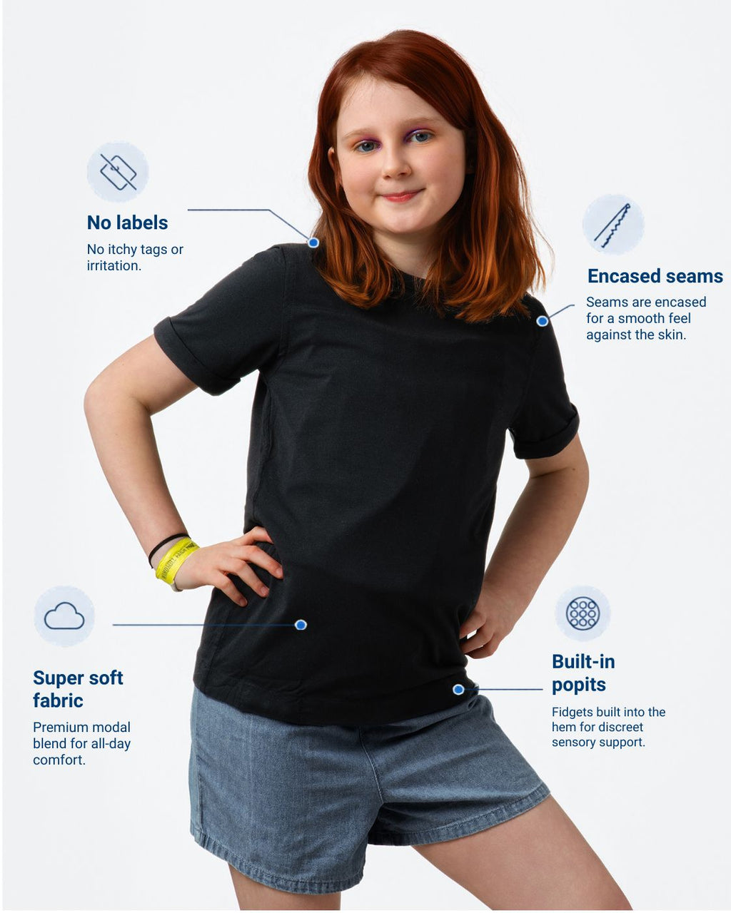 Kids Fidget-T – Short Sleeve- Black