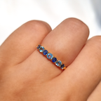 Blue Sapphire & Blue Topaz Half Eternity Band in 18K Gold Vermeil