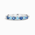 Blue Sapphire & Blue Topaz Half Eternity Band in Sterling Silver