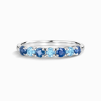 Blue Sapphire & Blue Topaz Half Eternity Band in Sterling Silver