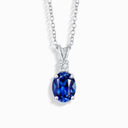 Blue Sapphire Pendant Necklace in Sterling Silver