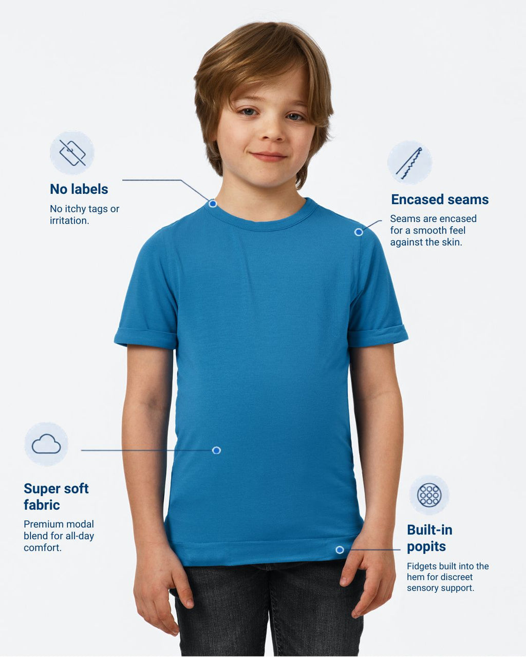 Kids Fidget-T - Short Sleeve-Blue